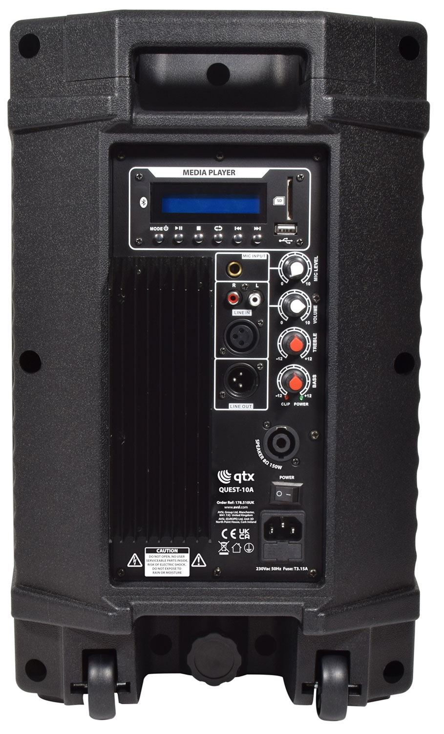 QTX QUEST-10A Active PA Stage Cabinet 600W USB / SD / FM & Bluetooth