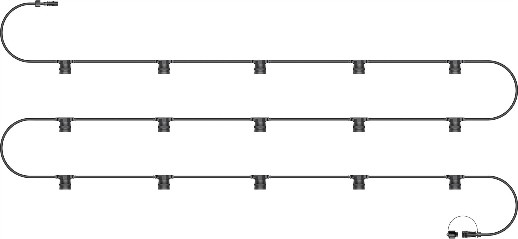 5m 15 Light Easy-Connect Festoon Interconnectable Lighting Black Rubber Cable