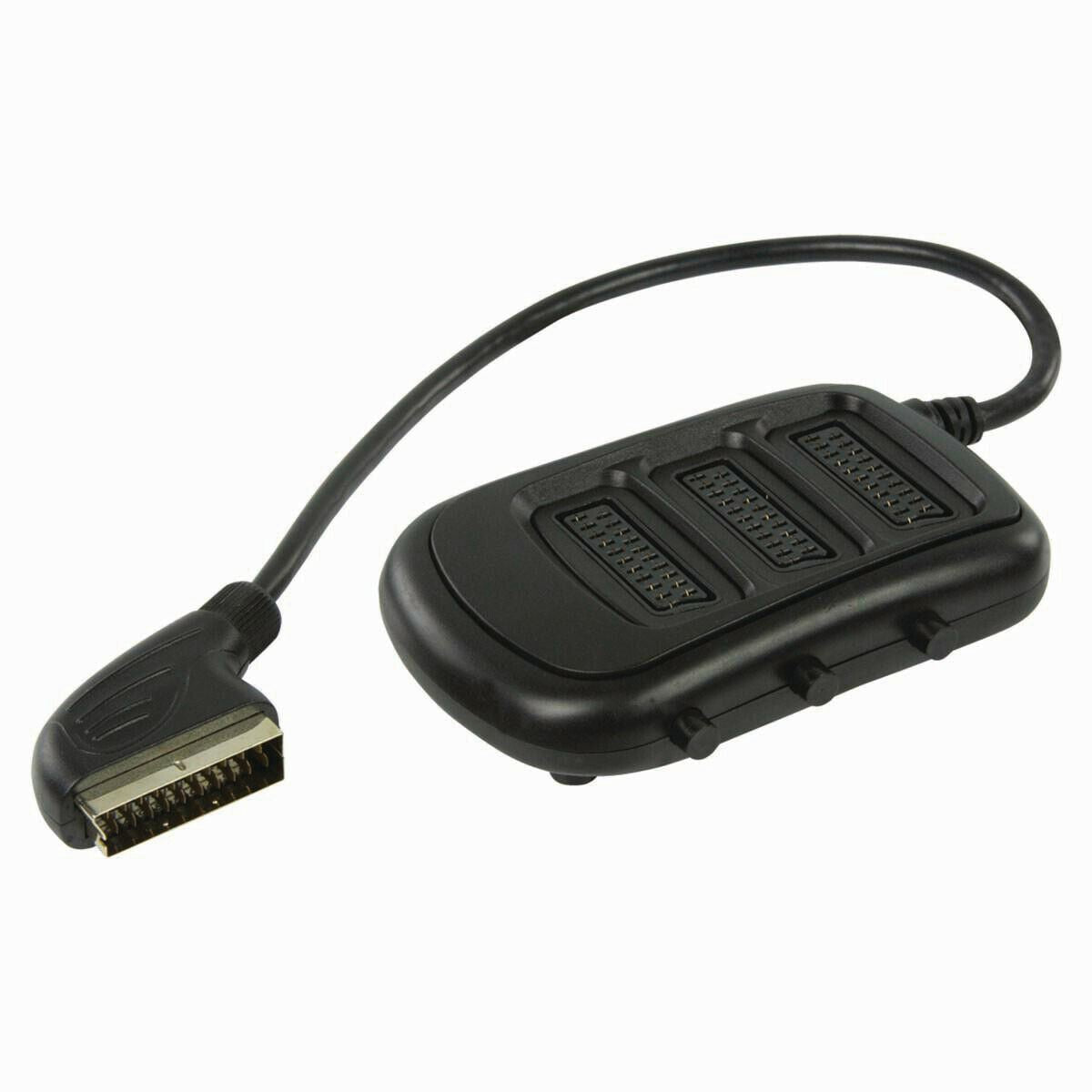 Nedis SCART Switch Box | SCART Male | 3x SCART Female | Nickel Plated | Maximum resolution: 800x480 | 0.50 m | Round | PVC | Black | Box