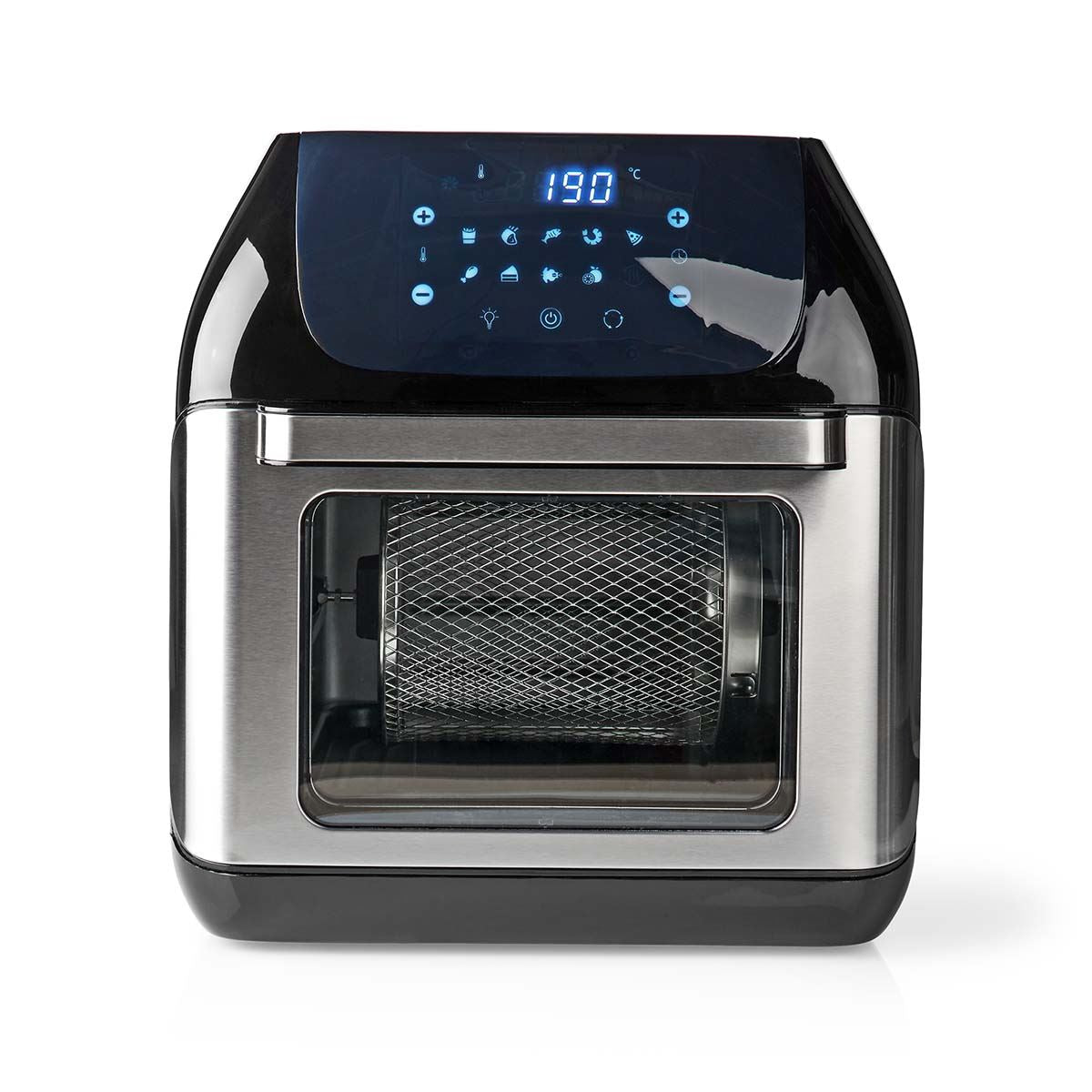 Nedis 12L Hot Air Fryer Mini Oven XXL Multifunctional 9-in-1 with Rotisserie, 9 Pre-Set Programmes, & Timer, 1500W