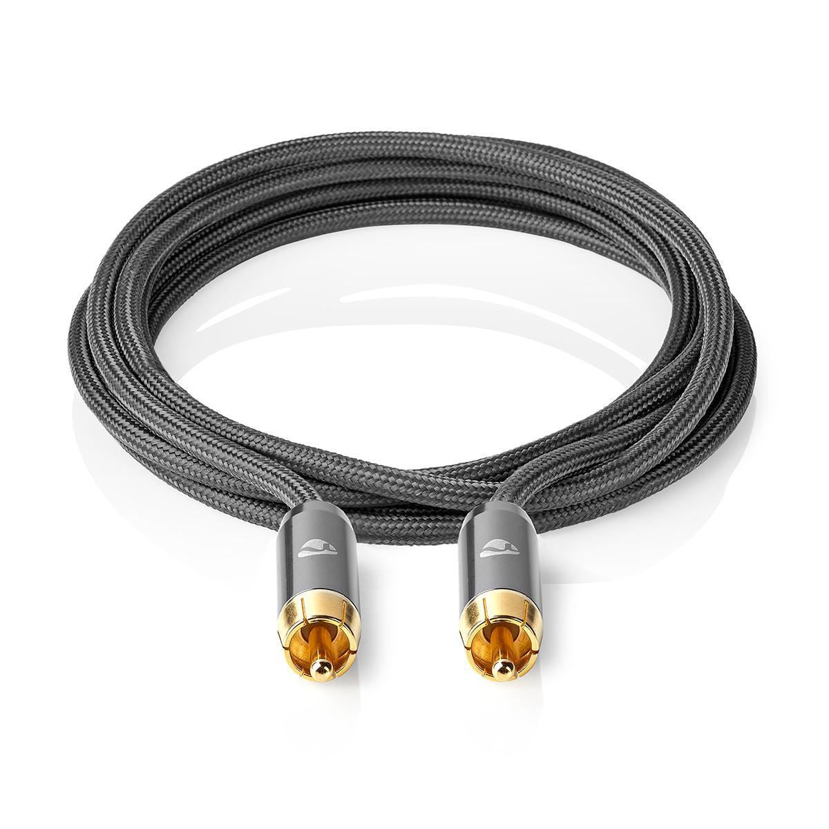Nedis Subwoofer Cable | RCA Male | RCA Male | Gold Plated | 3.00 m | Round | 4.5 mm | Anthracite / Gun Metal Grey | Cover Box