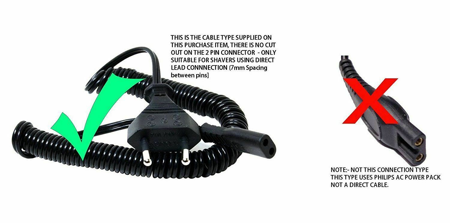 Universal EU Electric Shaver Power Cable Lead For Braun Philips Remington