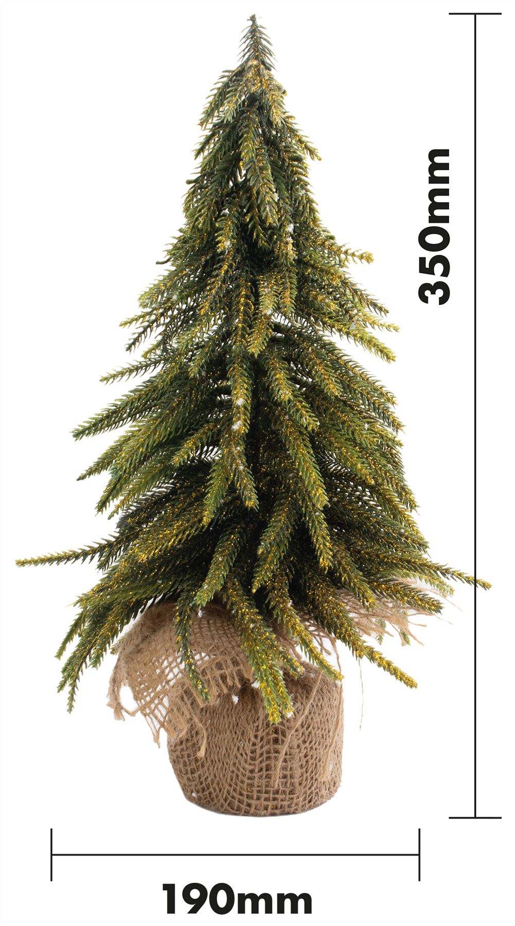 Decorative Gold Finish Mini Artificial Christmas Tree in Hessian Bag - 35cm