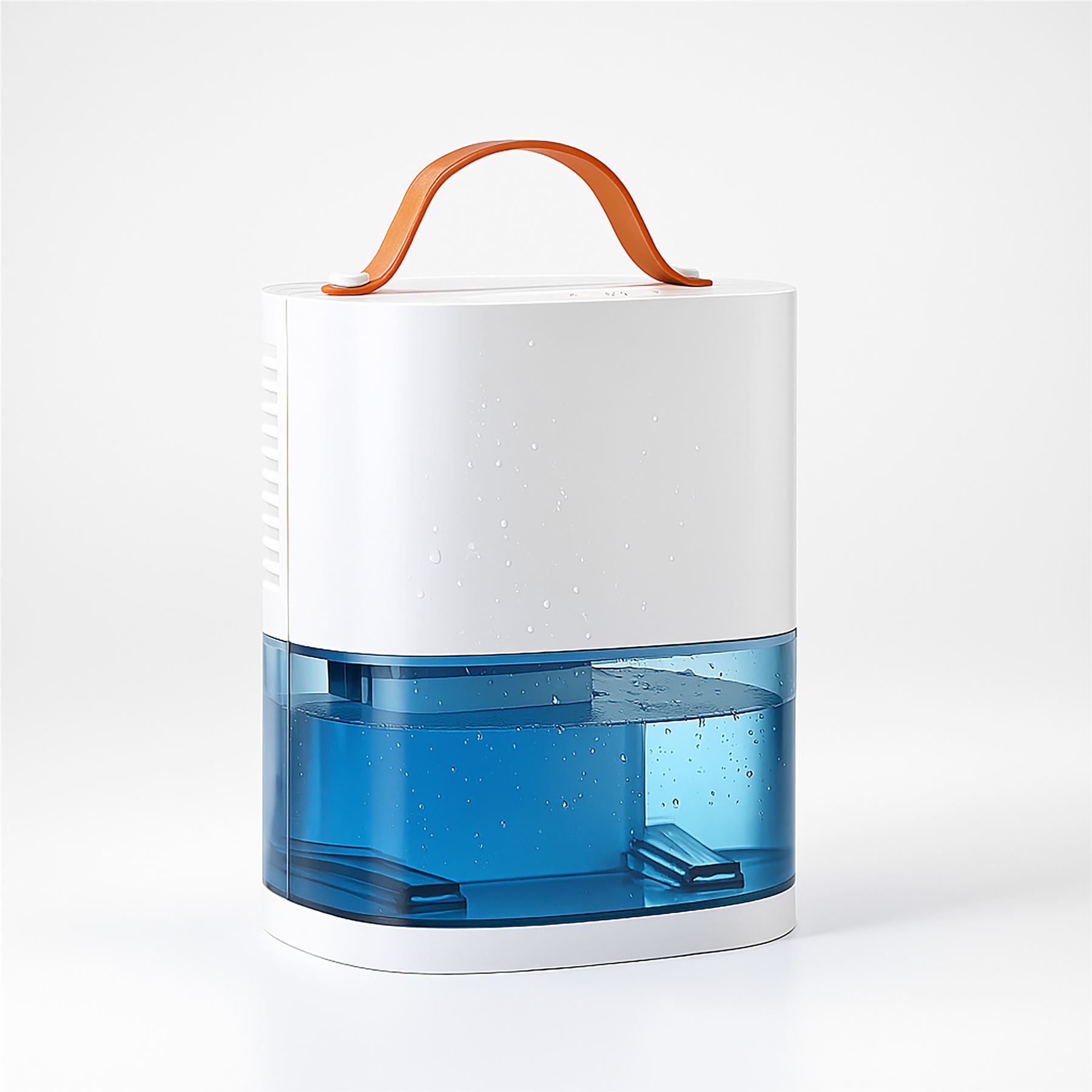 Prem-i-air Compact Dehumidifier, 240ml/day, 0.9L Tank, 45dB Ultra Quiet, 25W Energy Saving, Auto-Off, White ABS, Portable with Handle