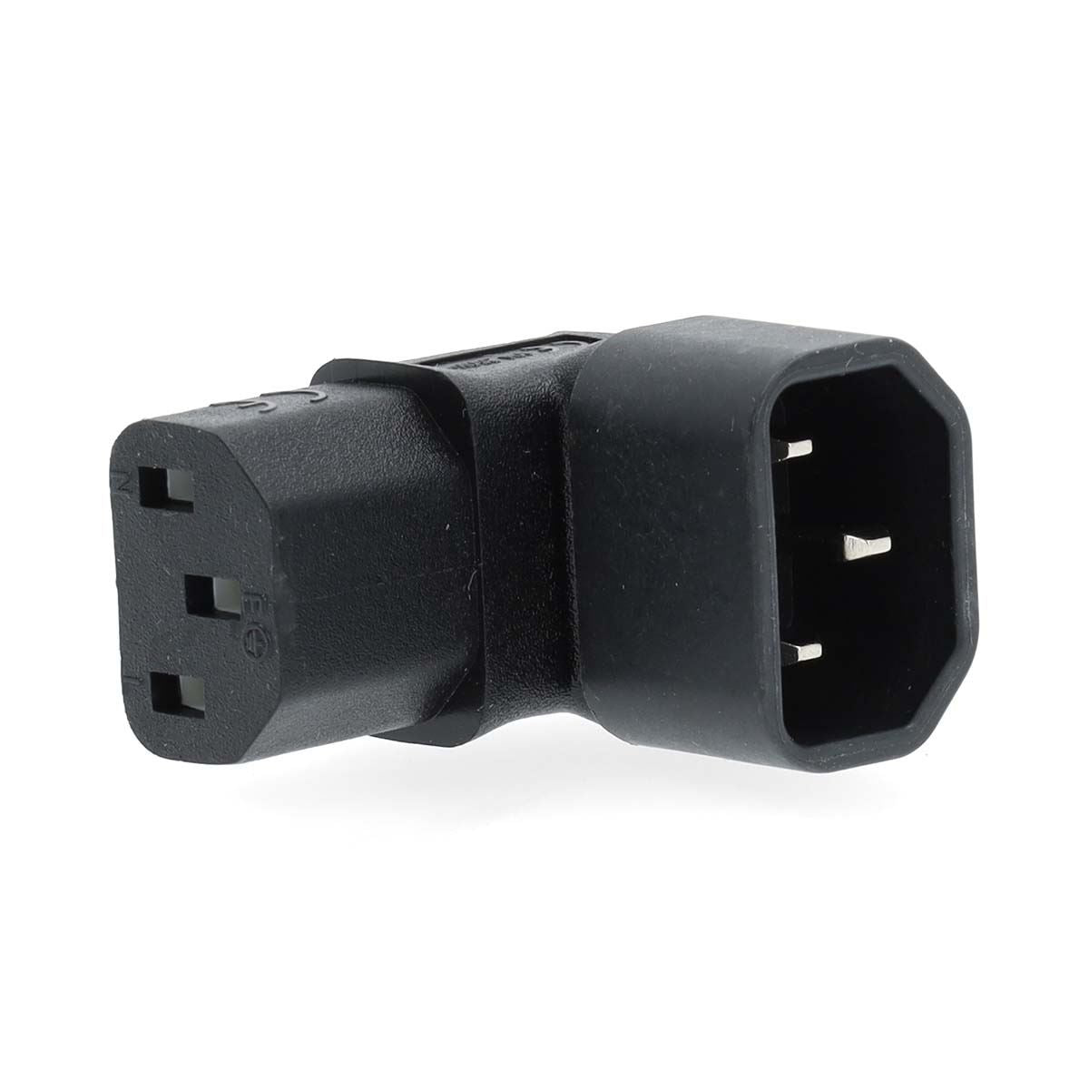 Nedis Extension Plug | IEC-320-C13 | IEC-320-C14 | Angled 90° | Nickel Plated | PVC | Black | Box | 1 pcs