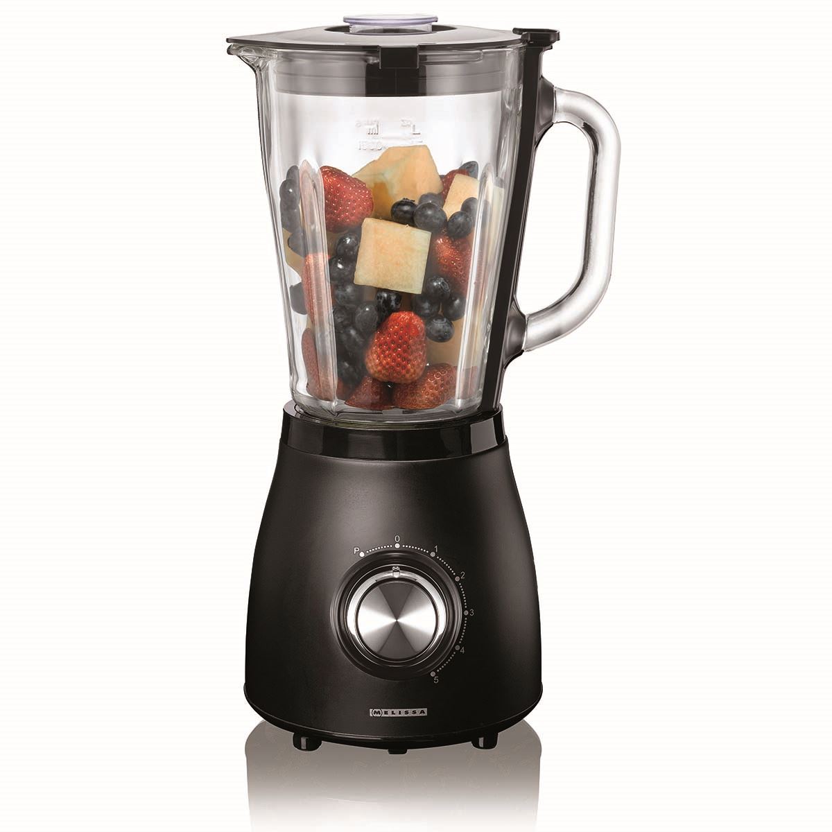 MELISSA Table Top Blender, 800W, with 1.5L Plastic Jug, 2 Speed Settings and Pulse Function, Ideal for Fruit Juice, Vegetables, Soup, Smoothies, Protein Shakes and more - Black