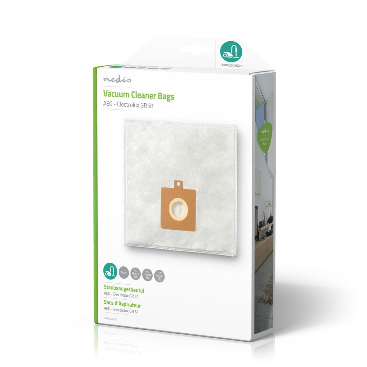 Nedis Vacuum Cleaner Bag | 4 pcs | Synthetic | Most sold for: AEG / Electrolux | White