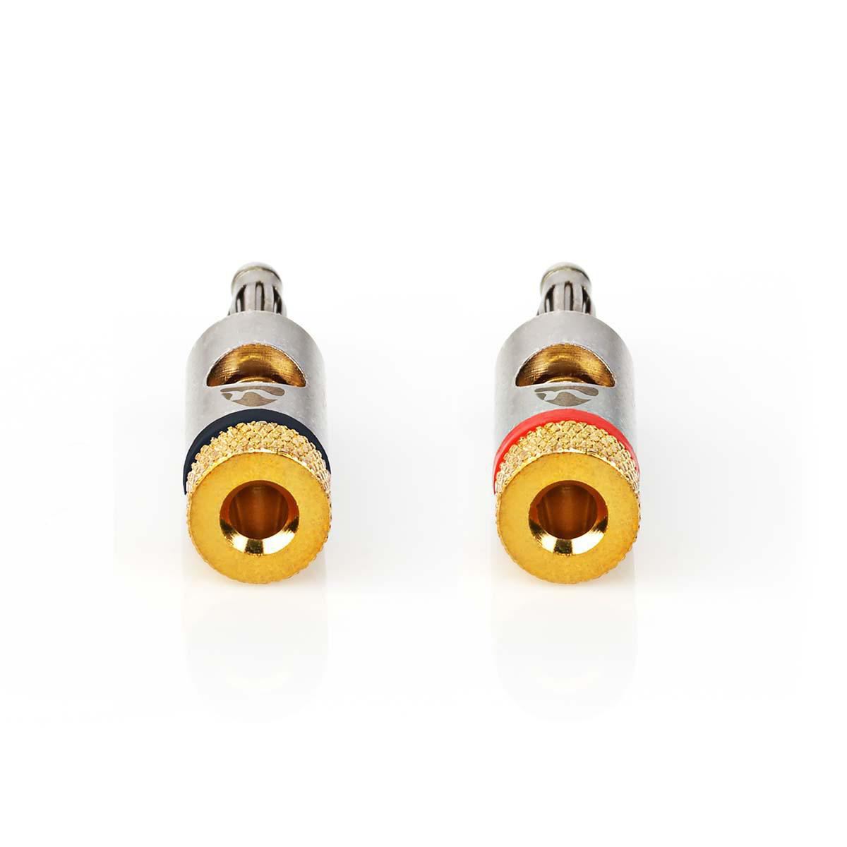 Nedis Banana Connector | Straight | Male | Gold Plated | Screw | Cable input diameter: 3.0 mm | Metal | Gold | 2 pcs | Cover Window Box
