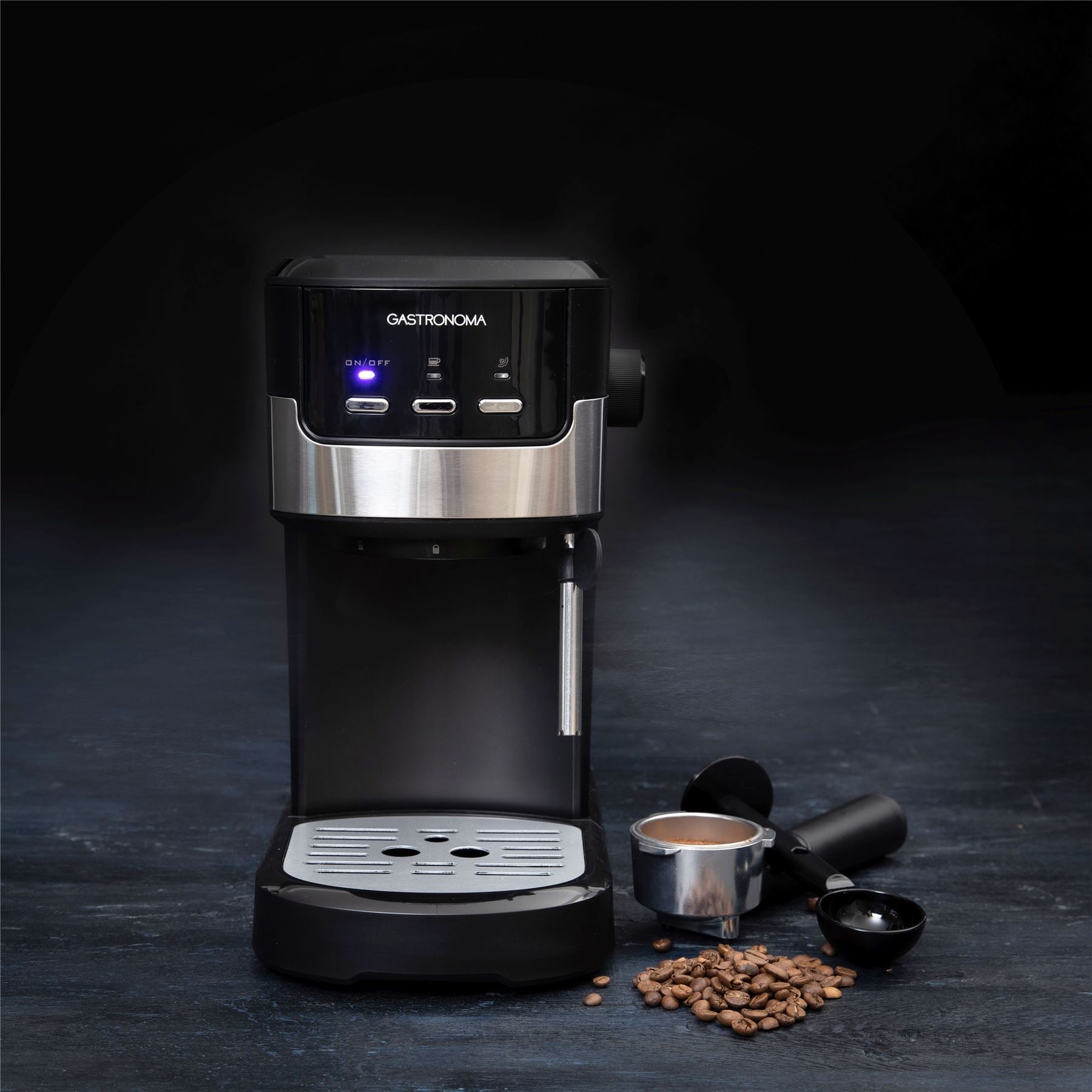 Gastronoma Espresso Coffee 15Bar Machine for Ground Coffee, Cappuccino & Latte Maker with Milk Frother Wand, Stainless Steel Professional Espresso Maker