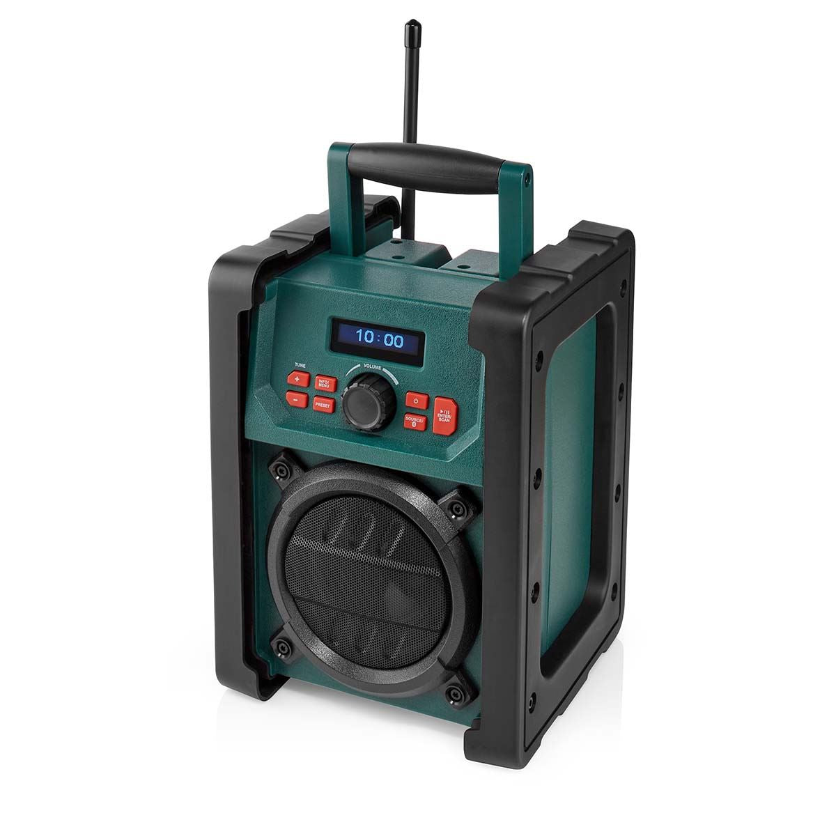 Nedis DAB+ / FM Bluetooth Jobsite Radio, IP65 Waterproof, 40 Presets, Aux Input, Battery or Mains Powered