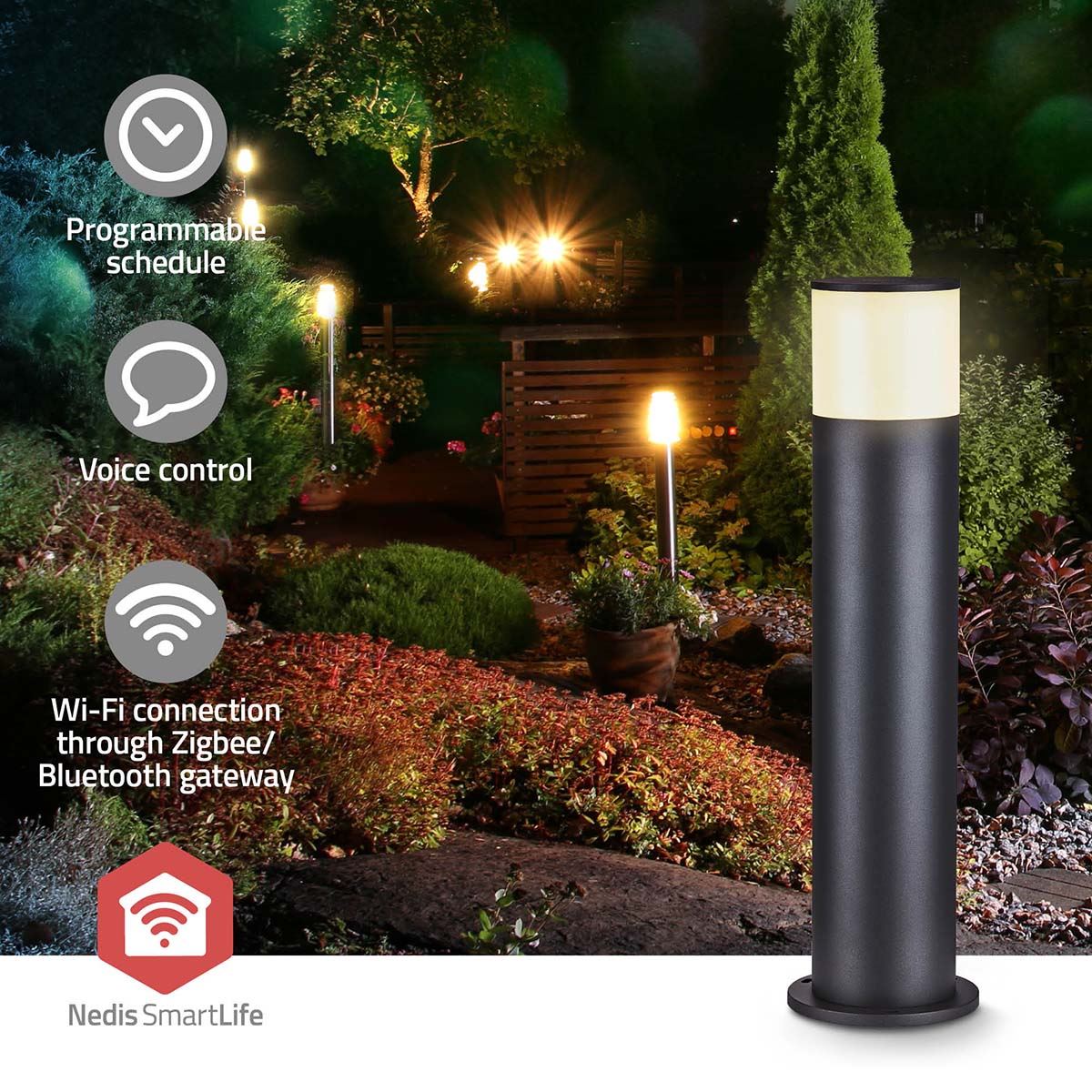 Nedis Smartlife Nedis / Tuya Smart Life Wifi LED RGB Garden Lights Patio Path Walkway Lighting Bollard