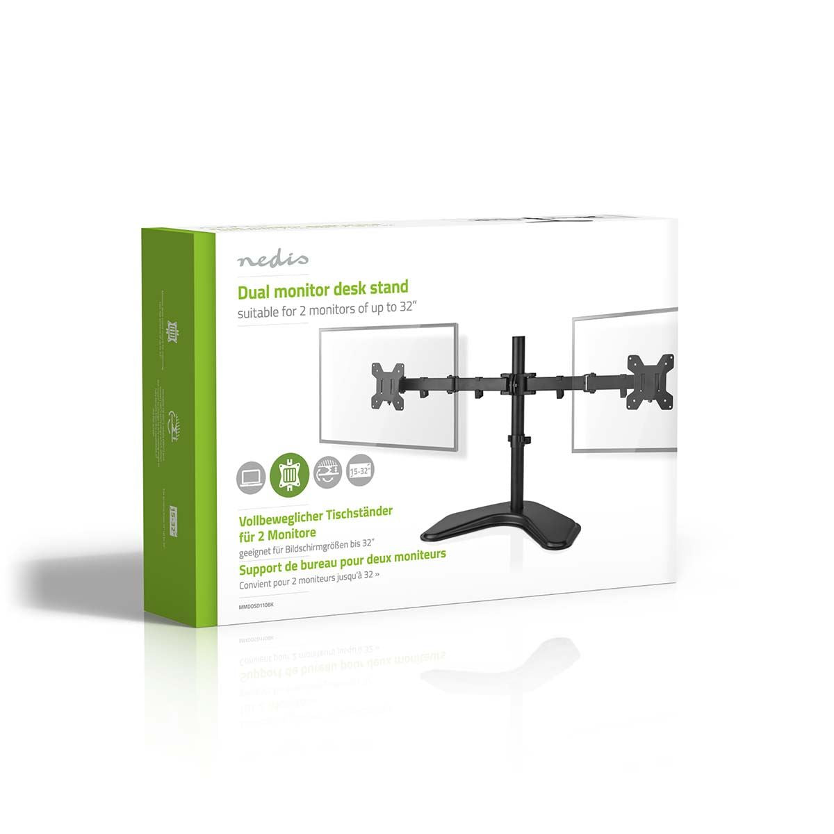 Nedis Desk Monitor Mount | 2 Screens | 15 - 32 " | 75x75 / 100x100 | Full Motion