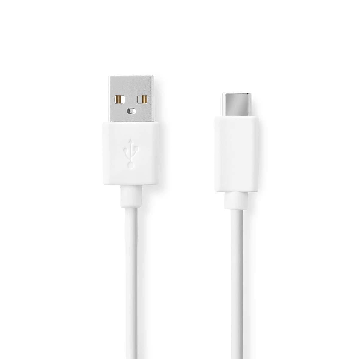Nedis USB Cable | USB 2.0 | USB-A Male | USB-C™ Male | 15 W | 480 Mbps | Nickel Plated | 0.50 m | Round | PVC | White | Label