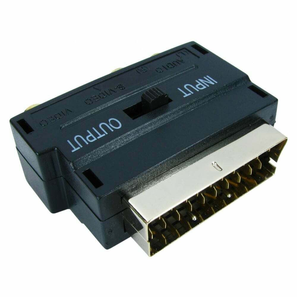 Ex-Pro SCART to 3 x RCA Composite & SVHS S-Video Adaptor (Input or Output Switched)