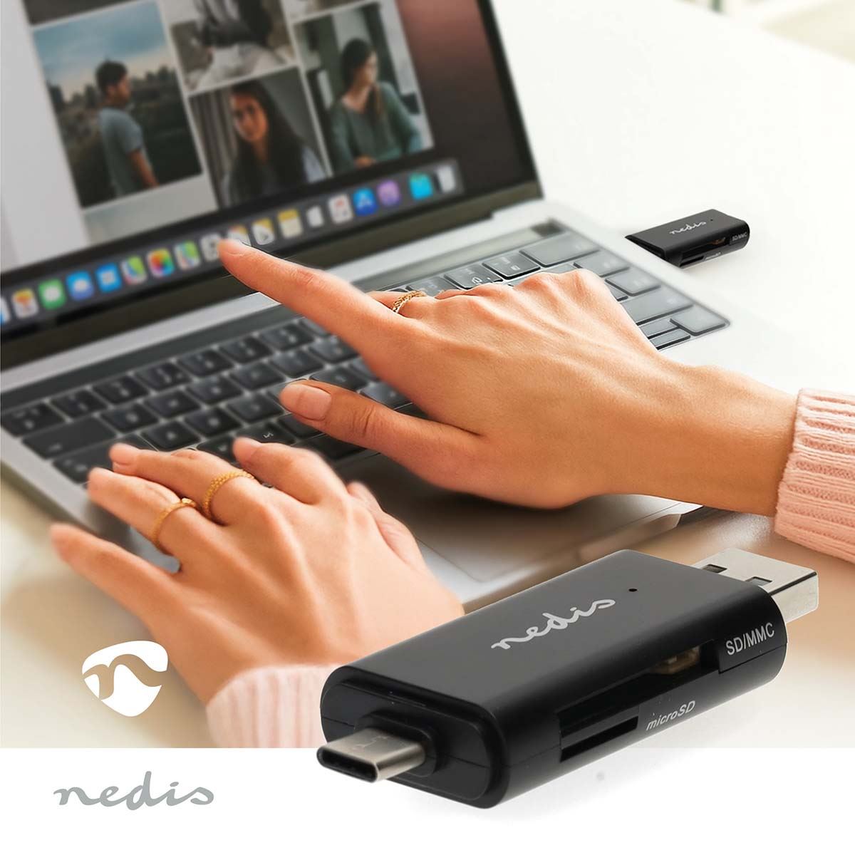 Nedis Card Reader | microSD (TF) / microSDHC (TF) / microSDXC (TF) / SD / SDHC / SDXC | USB 2.0