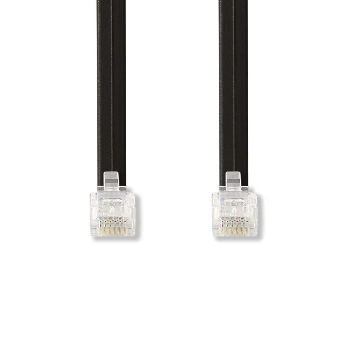 Nedis Telecom Cable | RJ12 Male | RJ12 Male | 1.00 m | Cable design: Flat | Cable type: RJ12 | Black | Label