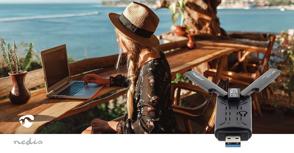 Nedis Network Dongle | Wi-Fi | AX5400 | 2.4/5/6 GHz (Triple Band) | USB3.0 | Wi-Fi speed total: 5400 Mbps | Windows 10 / Windows 11