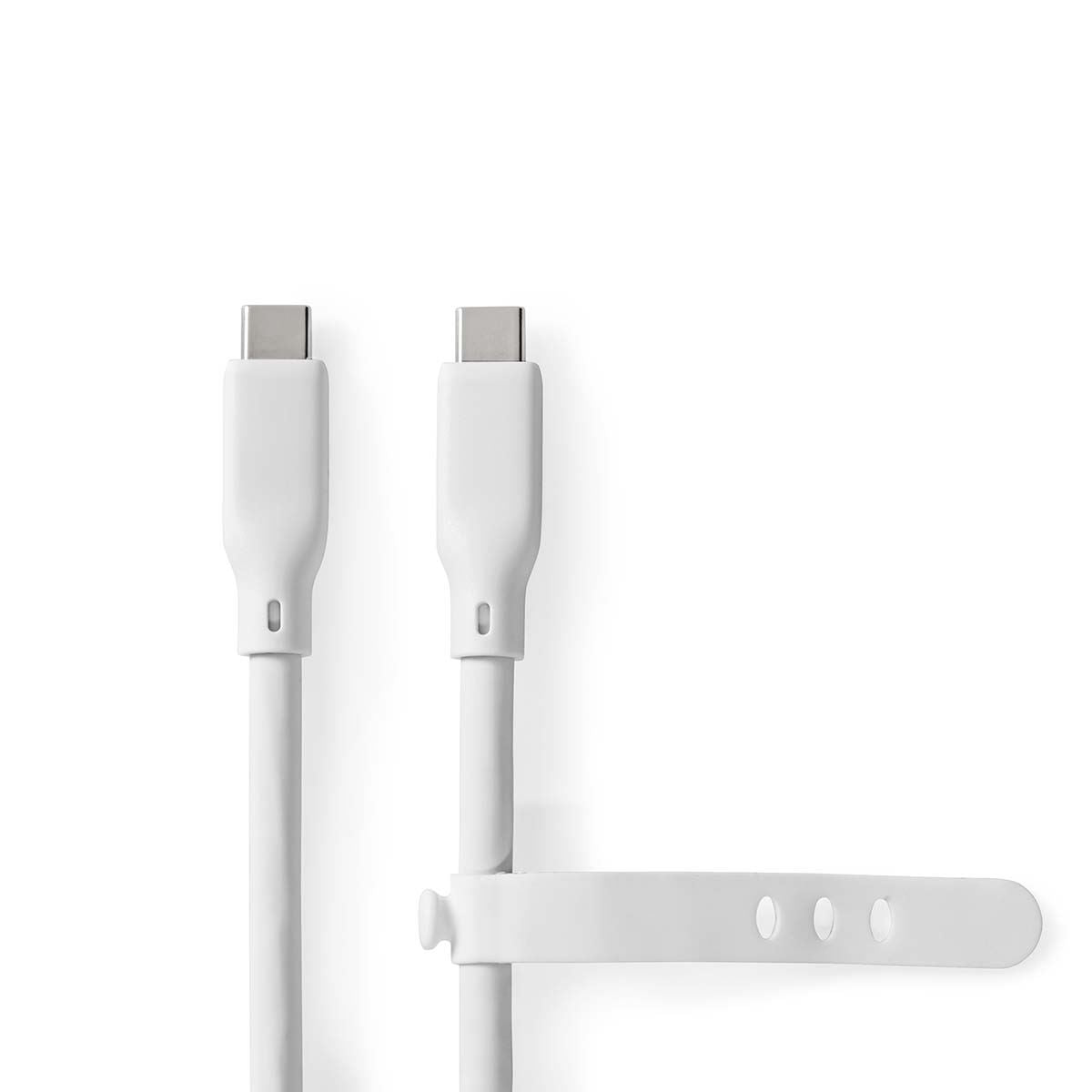 Nedis USB Cable | USB 3.2 Gen 1 | USB-C™ Male | USB-C™ Male | 60 W | 4K@60Hz | 5 Gbps | Nickel Plated | 1.50 m | Round | Silicone | White | Box
