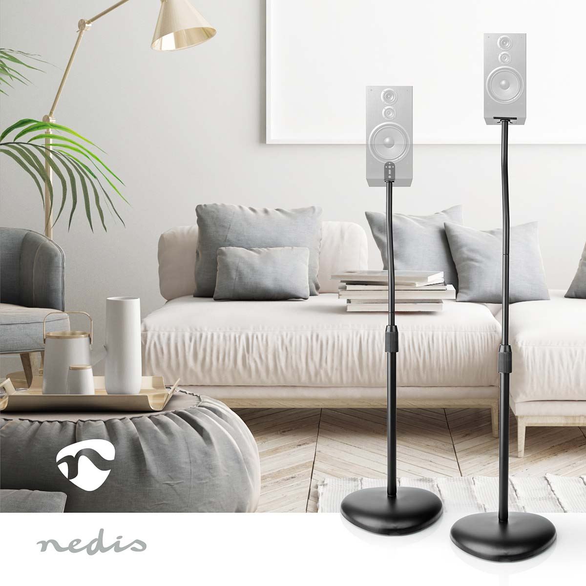 Nedis Speaker Mount | Compatible with: Universal | Floor | 4.5 kg | Height Adjustable | ABS / Steel | Black