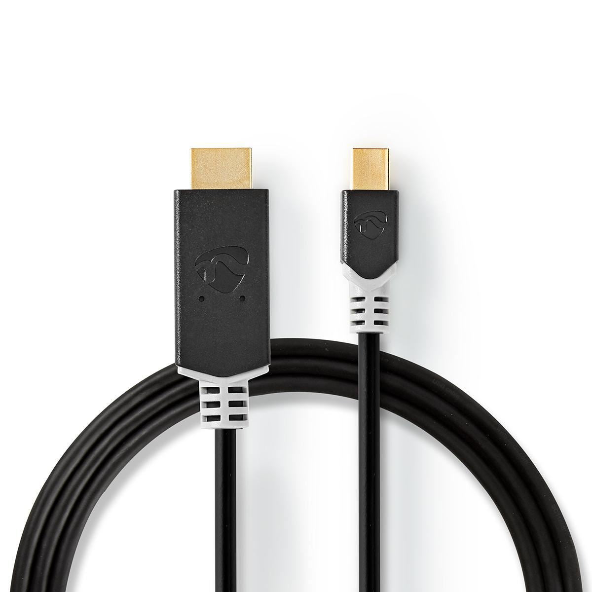 Nedis Mini DisplayPort Cable | DisplayPort 1.4 | Mini DisplayPort Male | HDMI™ Connector | 48 Gbps | Gold Plated | 2.00 m | Round | PVC | Anthracite | Window Box