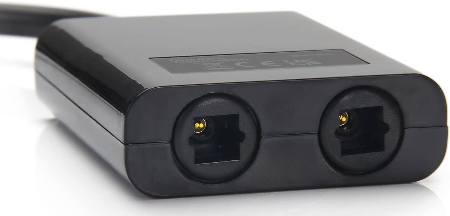 Av:link Toslink Splitter 1 in 2 Out Optical Audio Splitter Cable Digital Optical Cable