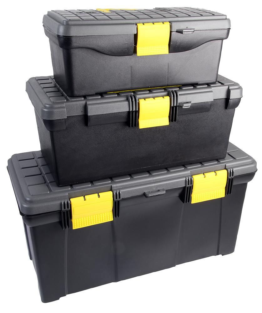 Ex-Pro 3x Tool Tough Portable Storage Box With Removable Organisation Tray SET