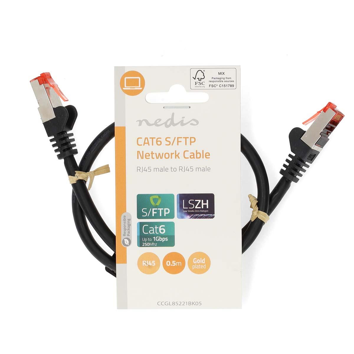 Nedis CAT6 Network Cable | RJ45 Male | RJ45 Male | S/FTP | 0.50 m | Round | LSZH | Black | Label