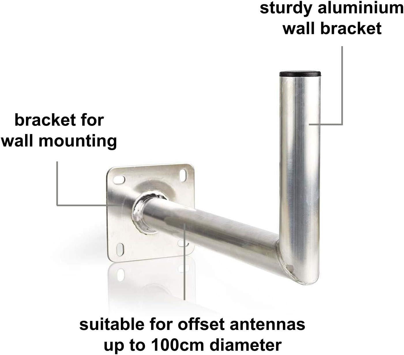 Nedis Aluminium Satellite Dish L Wall Mount Bracket 45cm / 5cm for 60 upto 1M dish