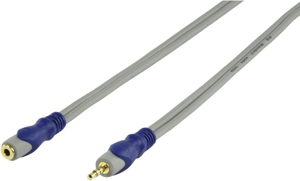 1.5m Aux Extension Cable | 3.5mm Stereo Jack Plug | 3.5mm Stereo Jack Plug | Cable - Grey