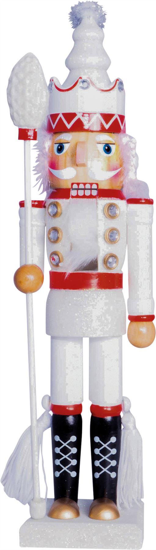 40cm Traditional Christmas Nutcracker Wooden Soldier Decoration White and Red