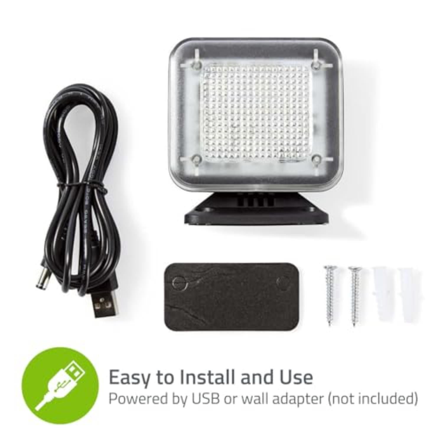 Nedis TV Simulator Home Security Light with Flashing LED - Deter Intruders - Timer & Dusk Sensor - Low Energy USB Powered