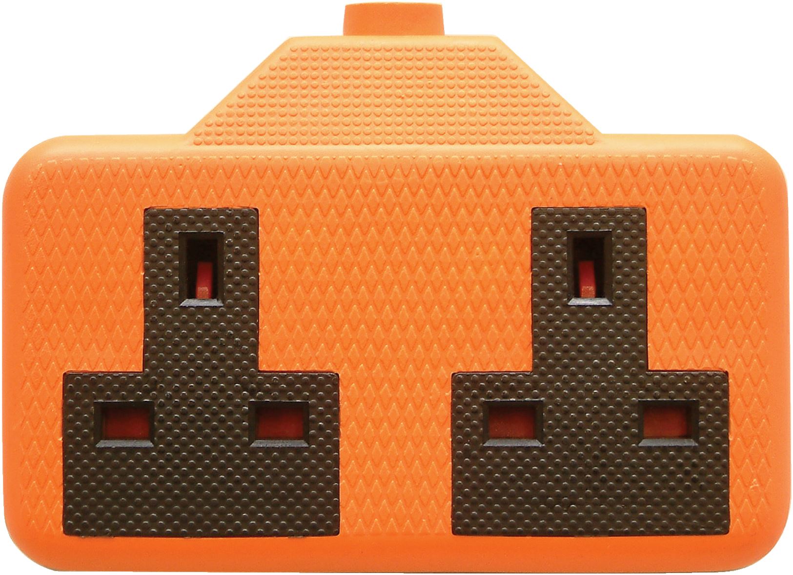 2 Gang High Impact Trailing Mains Powet Extension Socket, 13A - Orange