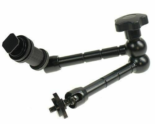 Ex-Pro 11" Magic Friction Articulating Arm with Hot Shoe Mount & Camera Mount for DSLR Camera with Ex-Pro Super Clamp - Black