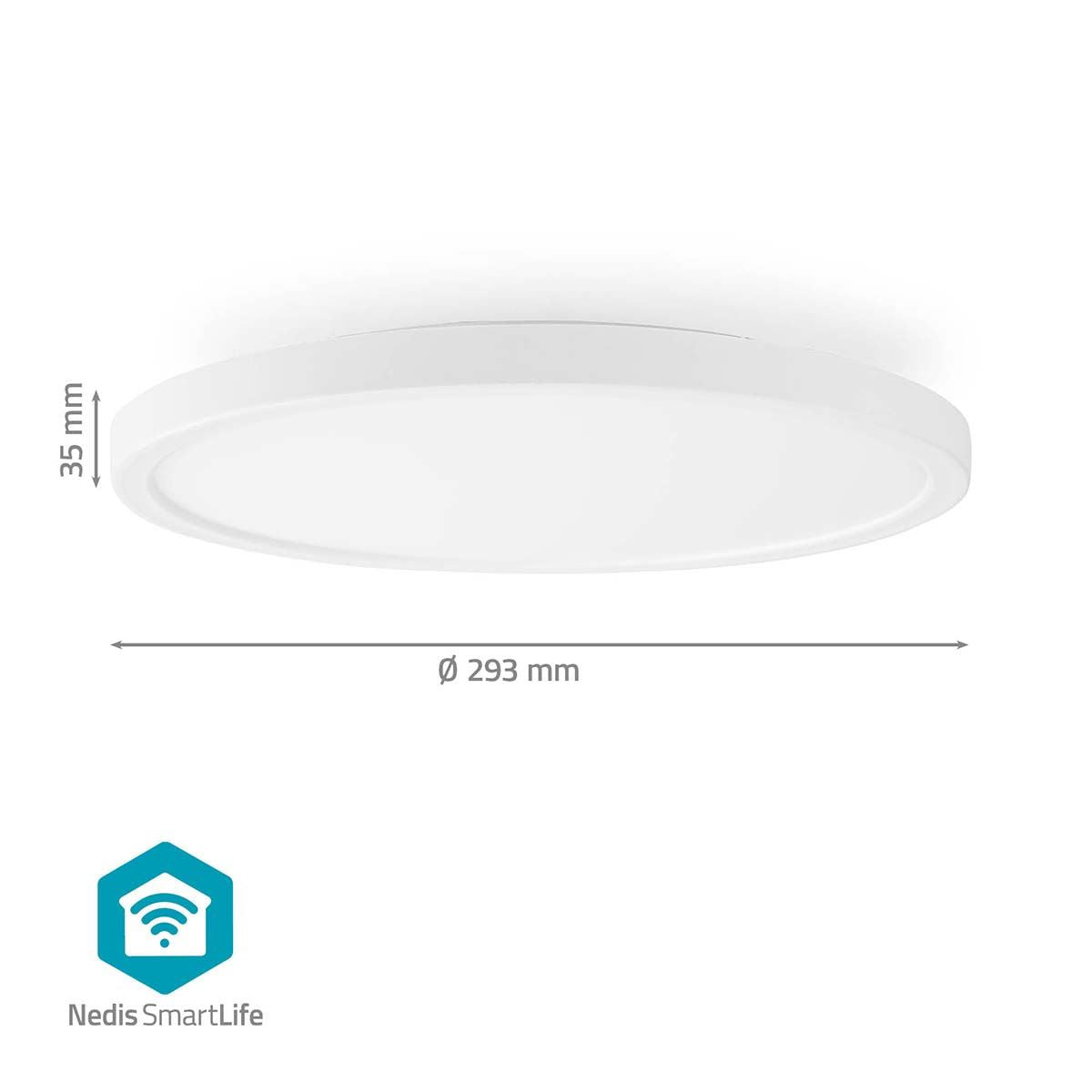 Nedis SmartLife Wi-Fi Ceiling Lamp, Ultra-Thin 29 cm LED, RGB + 2700-6500K, App & Voice Control, Schedule & Scene Settings, Ideal for Bedrooms, Hallways, Corridors, Compatible with Alexa & Google Home