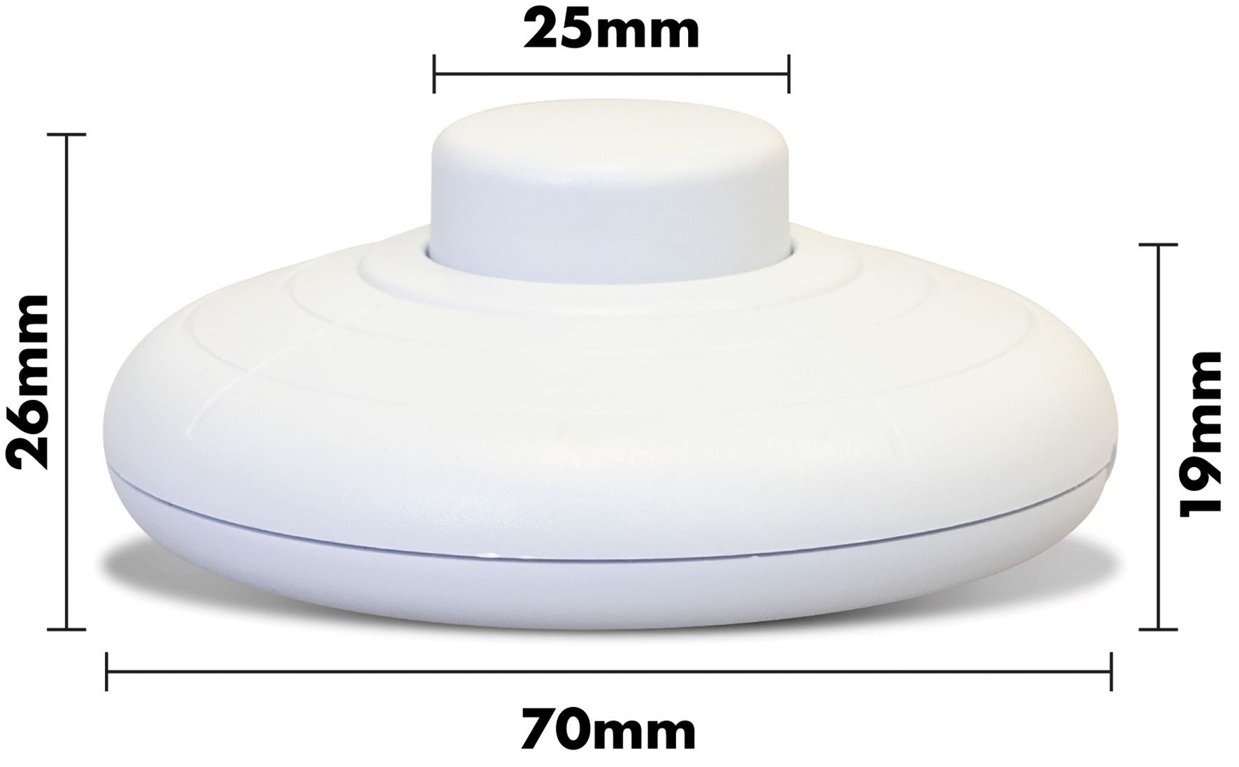 Round Foot Push Button Switch Press Pedal, for use with Floor Lamp, Standing Lamp, Table Lights, and more - White