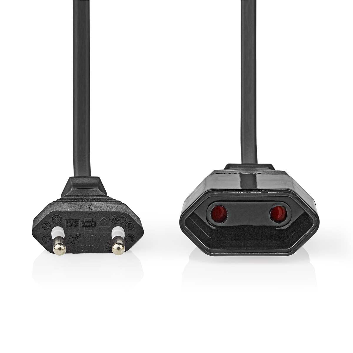 Nedis Power Extension Cable | EUR male | EUR Female| 5.0 m | Round | Black | Envelope