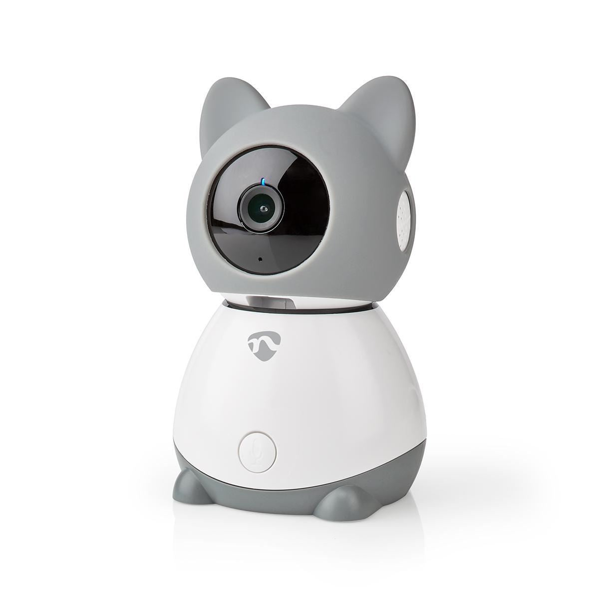 Nedis Smart Wifi Baby Monitor, Indoor Camera Full HD 1080p, Night Vision, PTZ, Motion & Sound Detection, 2-Way Audio, Humidity & Temperature Sensor, App Control � White/Grey