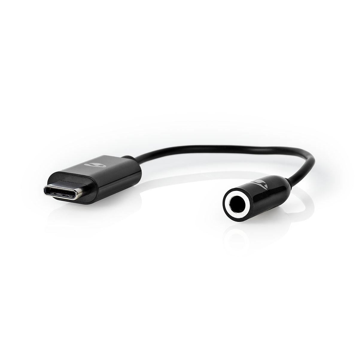Nedis USB-C™ Adapter | USB 3.2 Gen 1 | USB-C™ Male | 3.5 mm Female | 0.15 m | Round | Nickel Plated | PVC | Black | Box