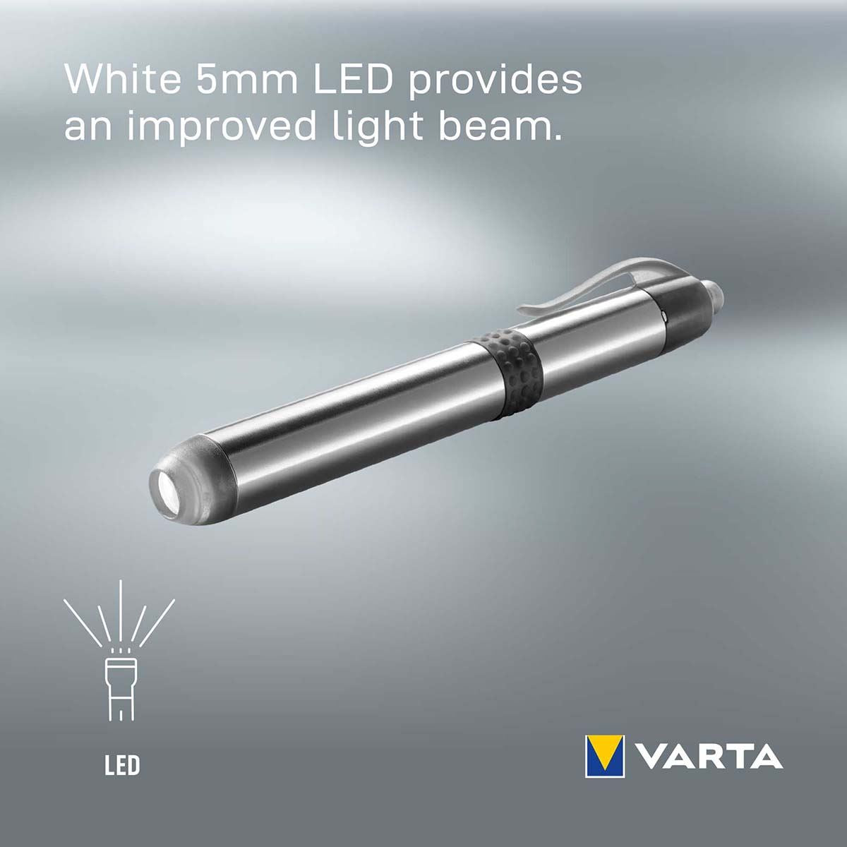 VARTA Pen Light White LED Torch 5mm (incl. 1x AAA Longlife Power Battery) - Silver