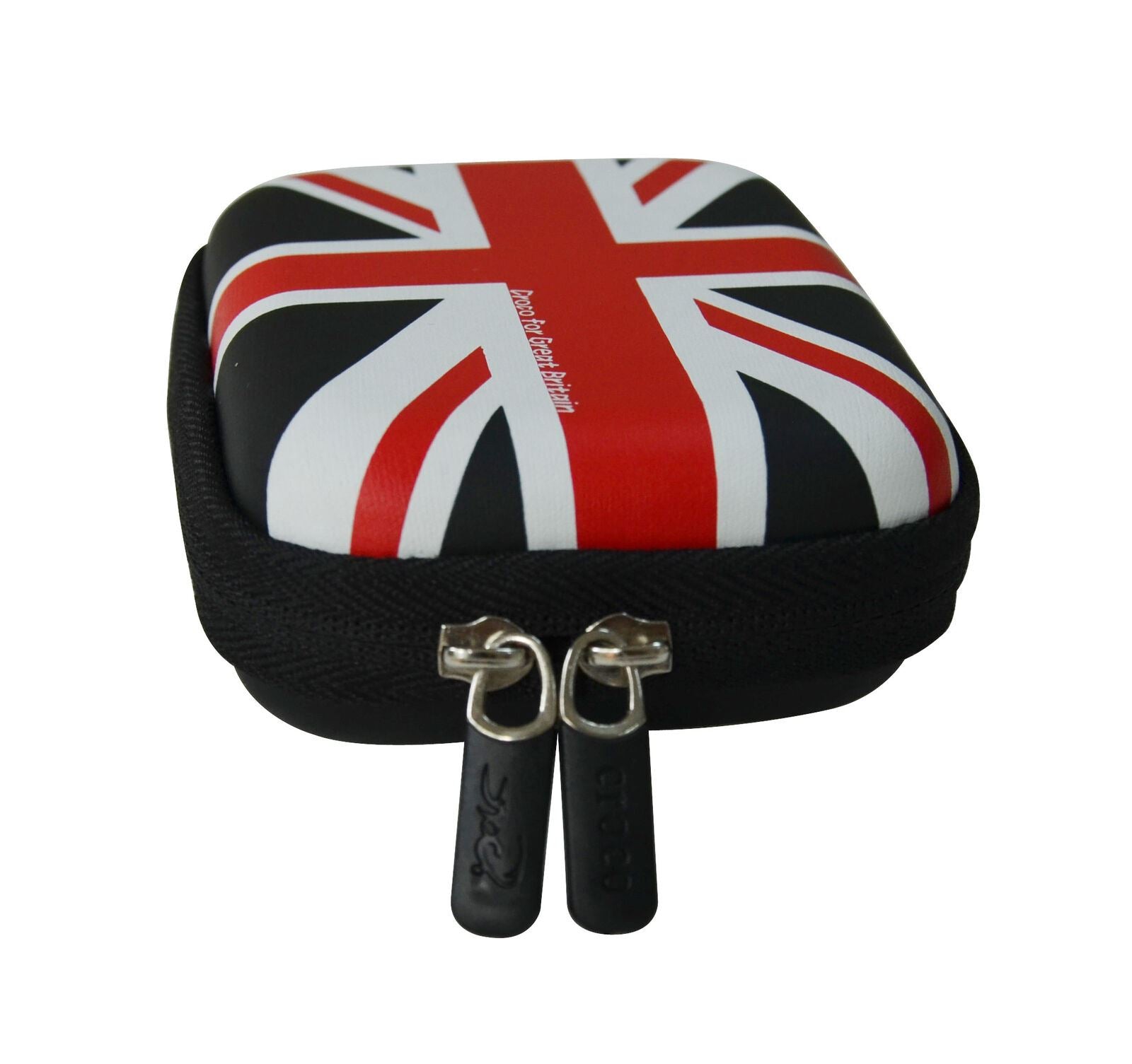 Croco Union Jack Flag Tough Case Shock/Water Proof for a Digital Cameras [Small] - Black