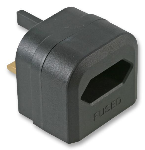 Euro Plug Socket 2 Pin EU Schuko CEE 7/17 Power Mains Socket to UK Mains Easy On - Ideal for Adapters - Black