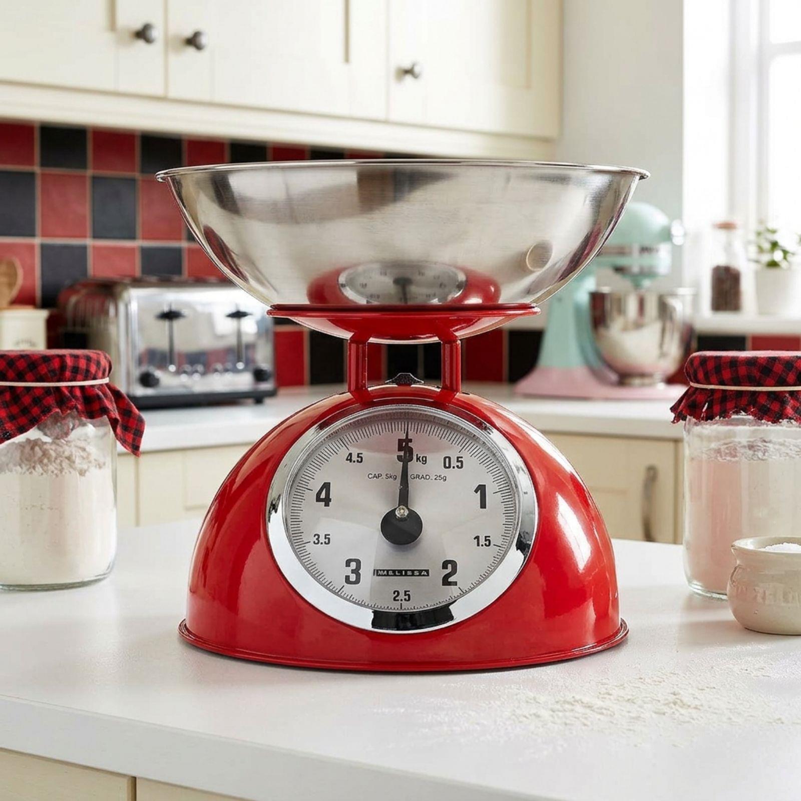 MELISSA Retro Traditional Vintage Metal Mechanical Weight Baking 5kg Kitchen Scale Red