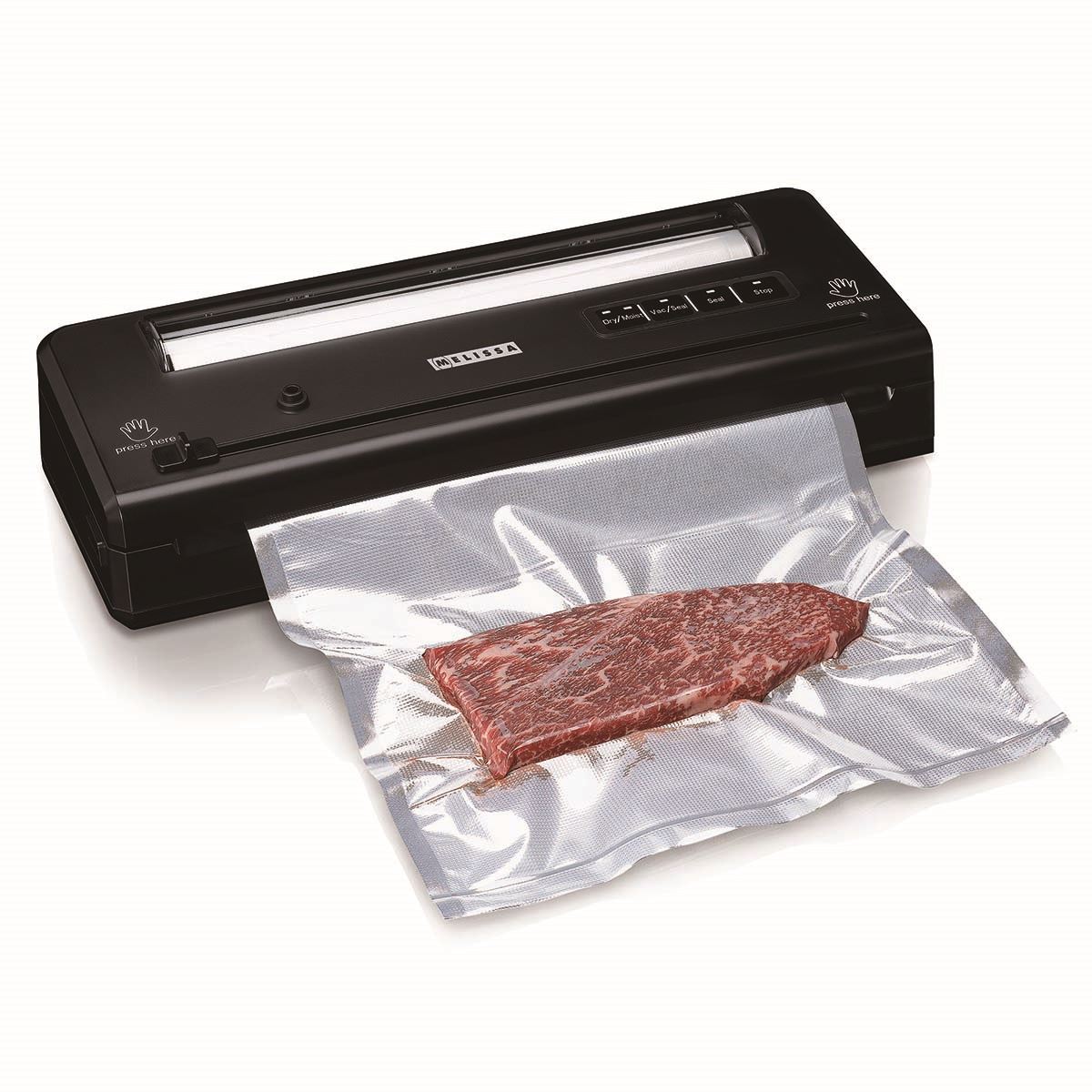 MELISSA Vacuum Sealer Machine, 28cm Seal Food Sealer, with Roll holder and 1 Roll Included for Vac/Seal/Rice/Wet/Dry Mode, Built-in Cutter and Visible LED Indicator