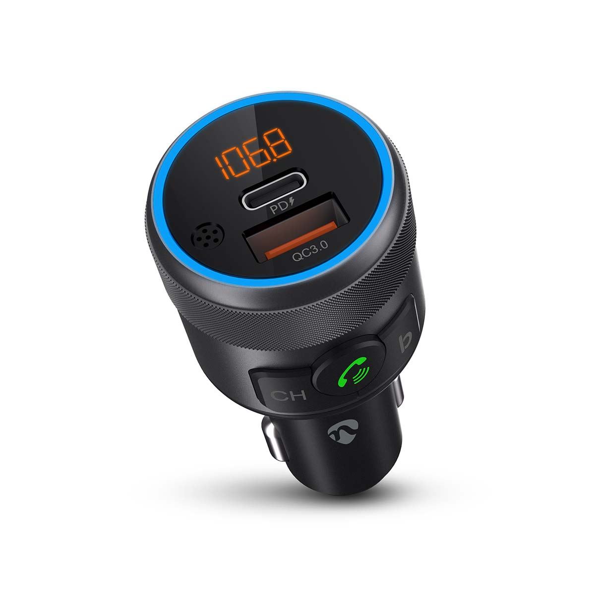 Nedis Car FM Transmitter Hands free| 1 " Screen Bluetooth®  USB-C PD 18 W / PD 24 W Fast charger