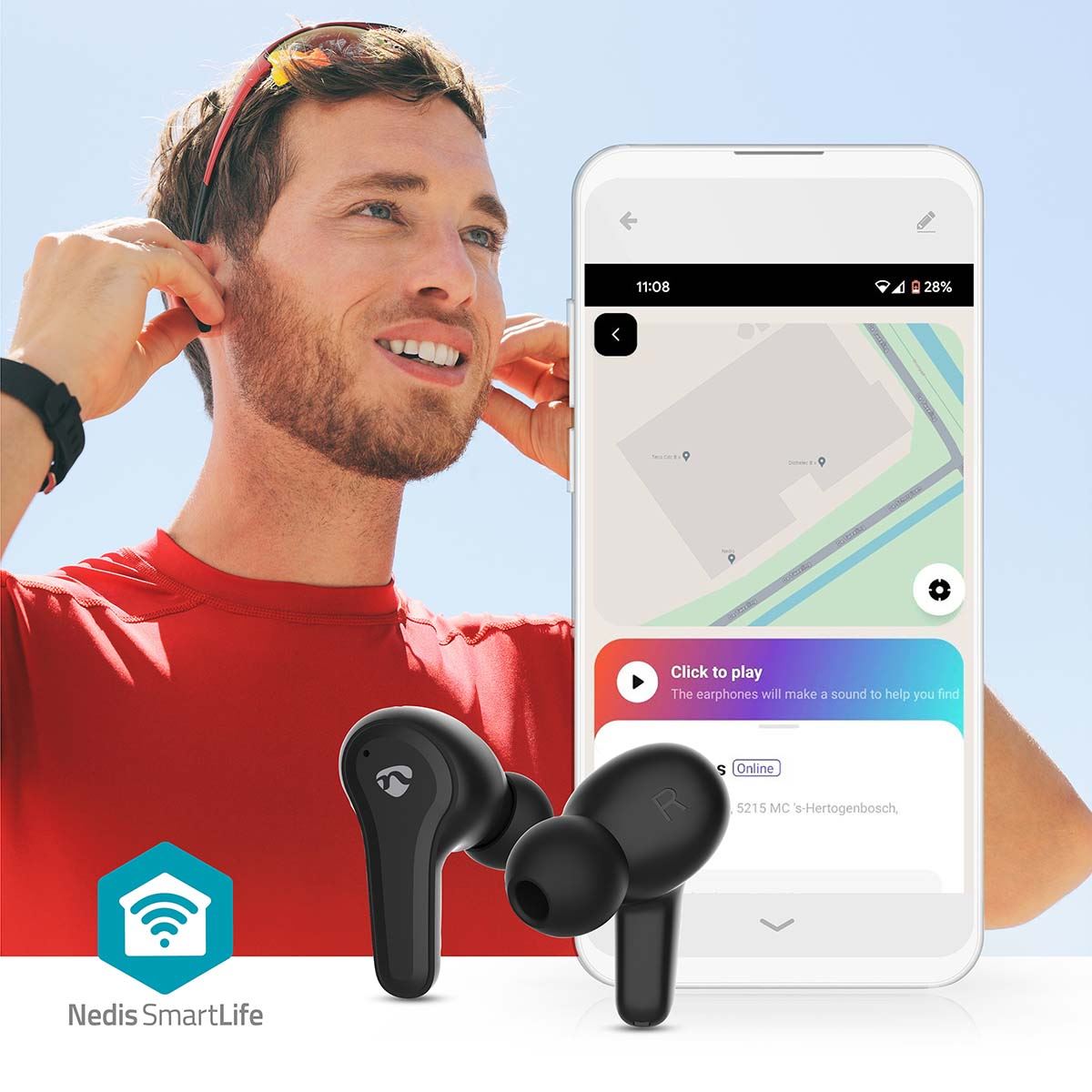 Nedis Fully Hybrid ENC + ANC Wireless Bluetooth® In-Ear Earphones ® Touch Control