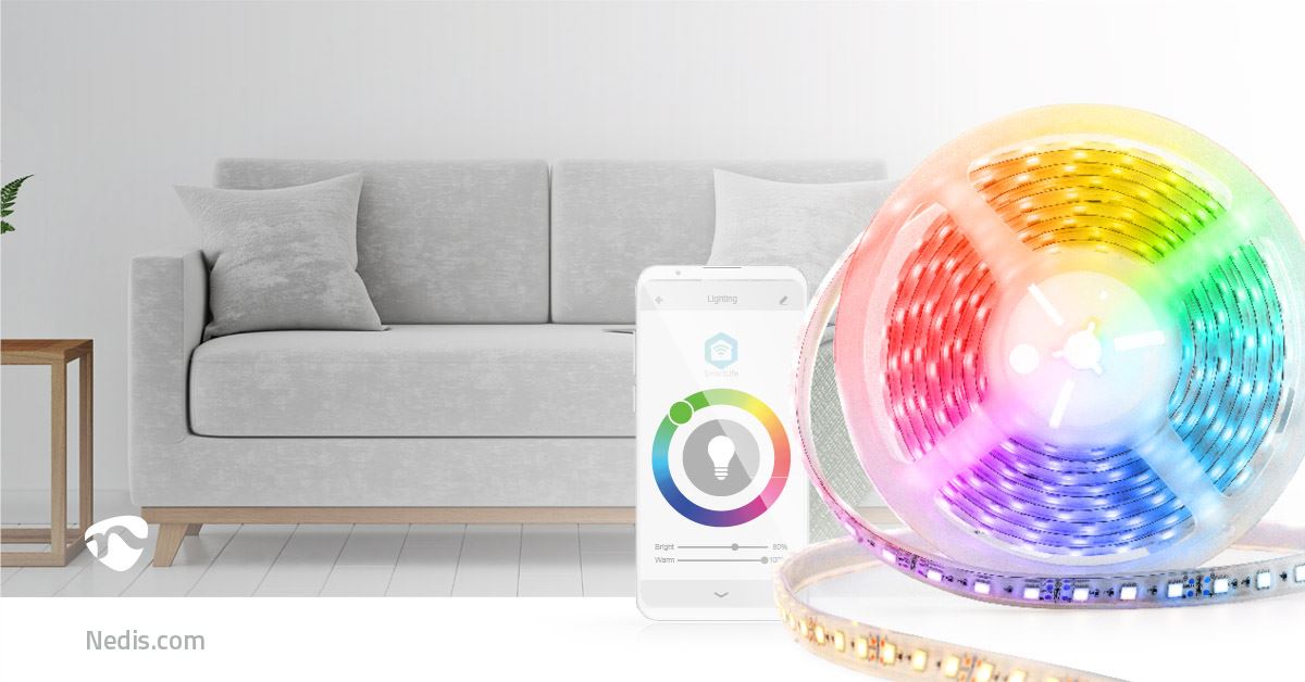 Nedis SmartLife LED Strip | Wi-Fi | Cool White / RGB / Warm White | SMD | 5.00 m | IP44 | 2700 - 6500 K | 960 lm | Android™ / IOS