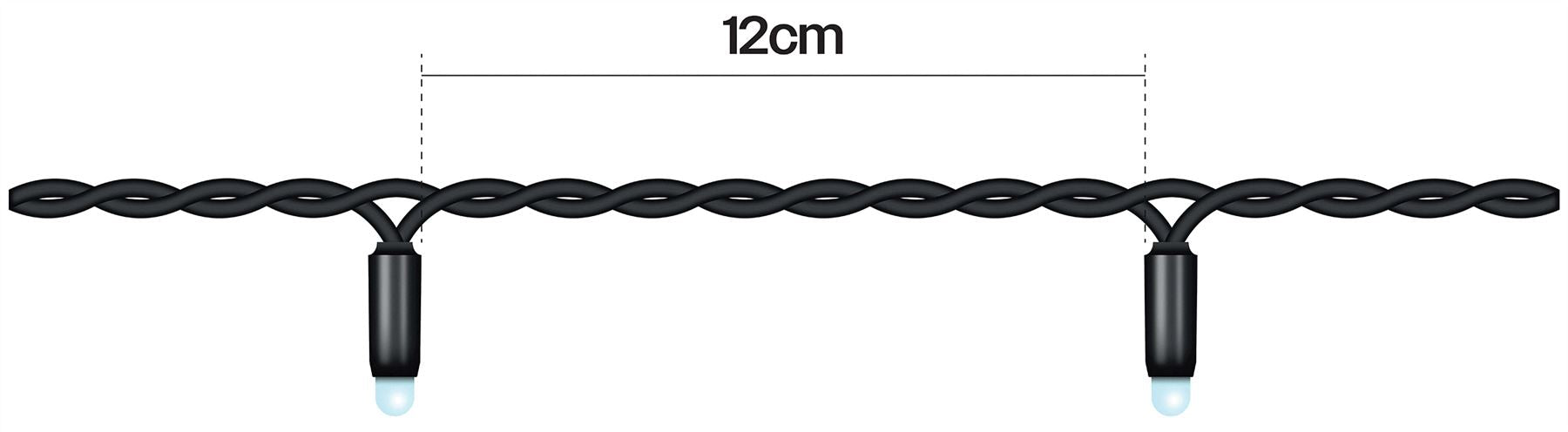 10m Easy-Connect Cool White 80 LED String Lights With Interconnectable Black Rubber Cable