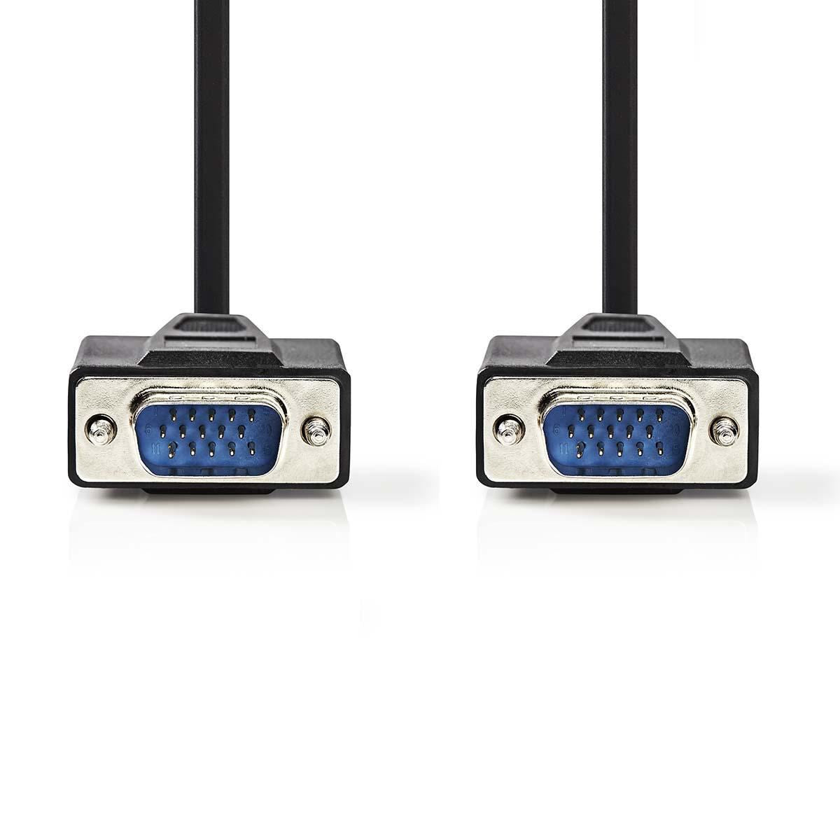 Nedis VGA Cable | VGA Male | VGA Male | Nickel Plated | Maximum resolution: 1024x768 | 5.00 m | Round | ABS | Black