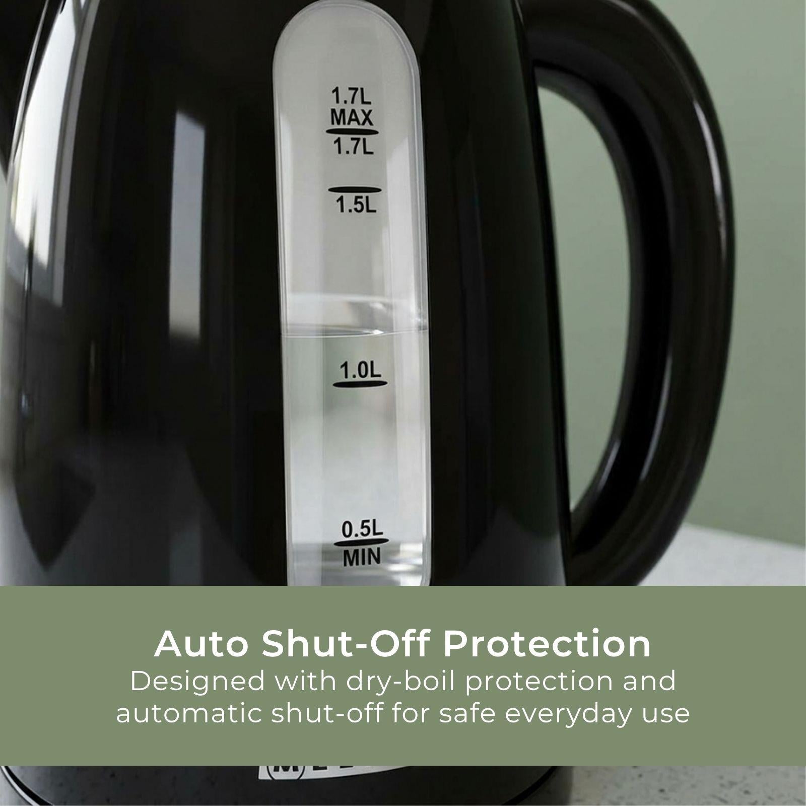MELISSA 1.7L Electric Kettle with Quick Boil Time, Boil-Dry Protection, 360° Cordless Base, 2025W - Black