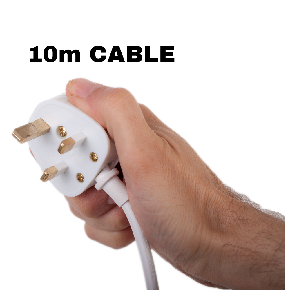 8 Gang 10m Mains Extension Lead Socket Individually Switched 13A with Surge Potection - White